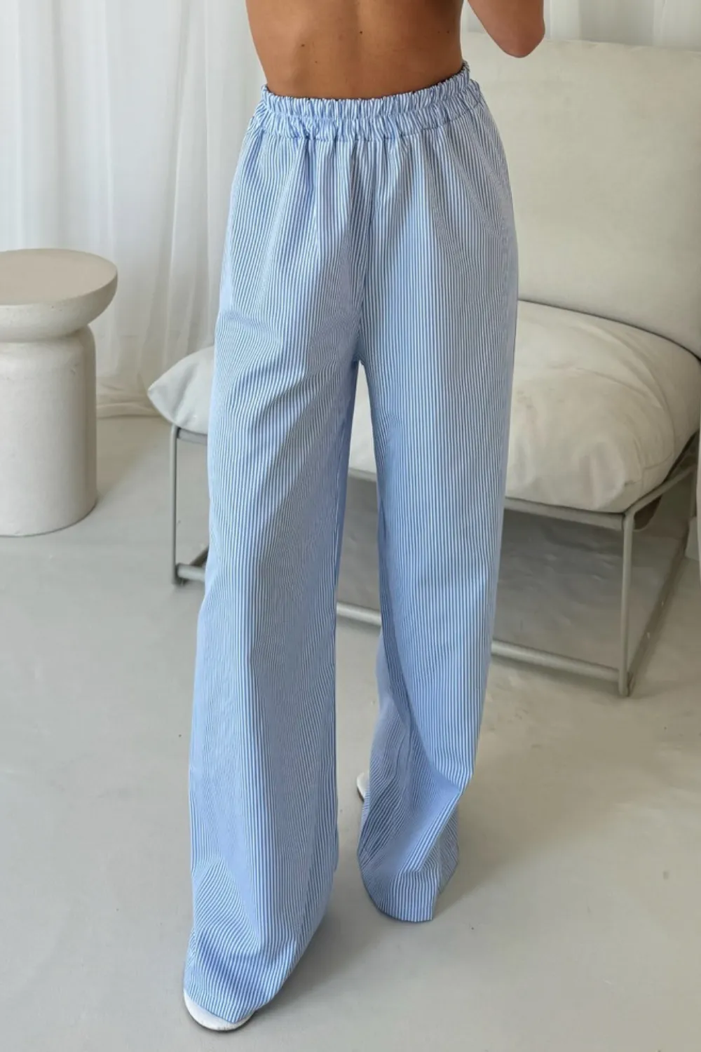 Amber blue striped poplin trousers