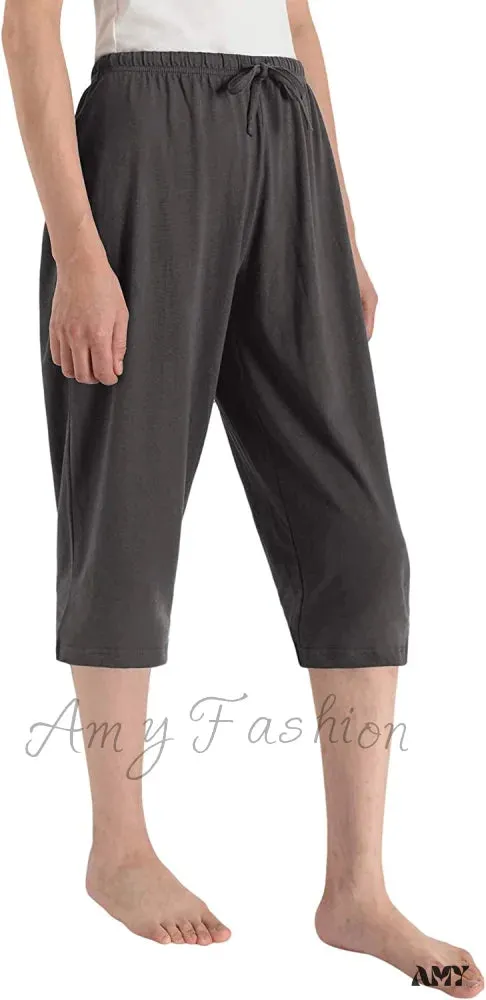 Amy Fashion - Women's Cotton Capri Pants Sleep Capris