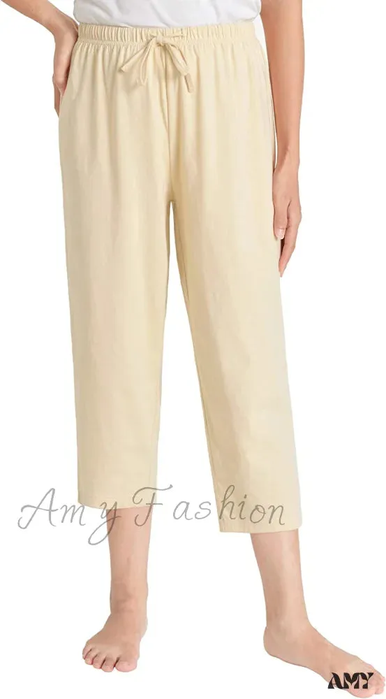 Amy Fashion - Women's Cotton Capri Pants Sleep Capris