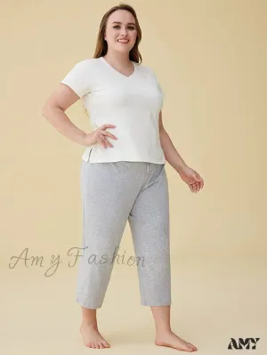 Amy Fashion - Women's Cotton Capri Pants Sleep Capris