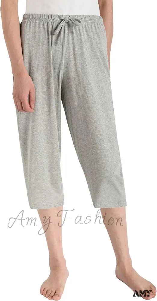 Amy Fashion - Women's Cotton Capri Pants Sleep Capris