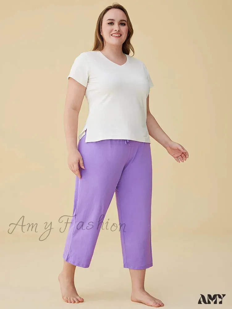 Amy Fashion - Women's Cotton Capri Pants Sleep Capris