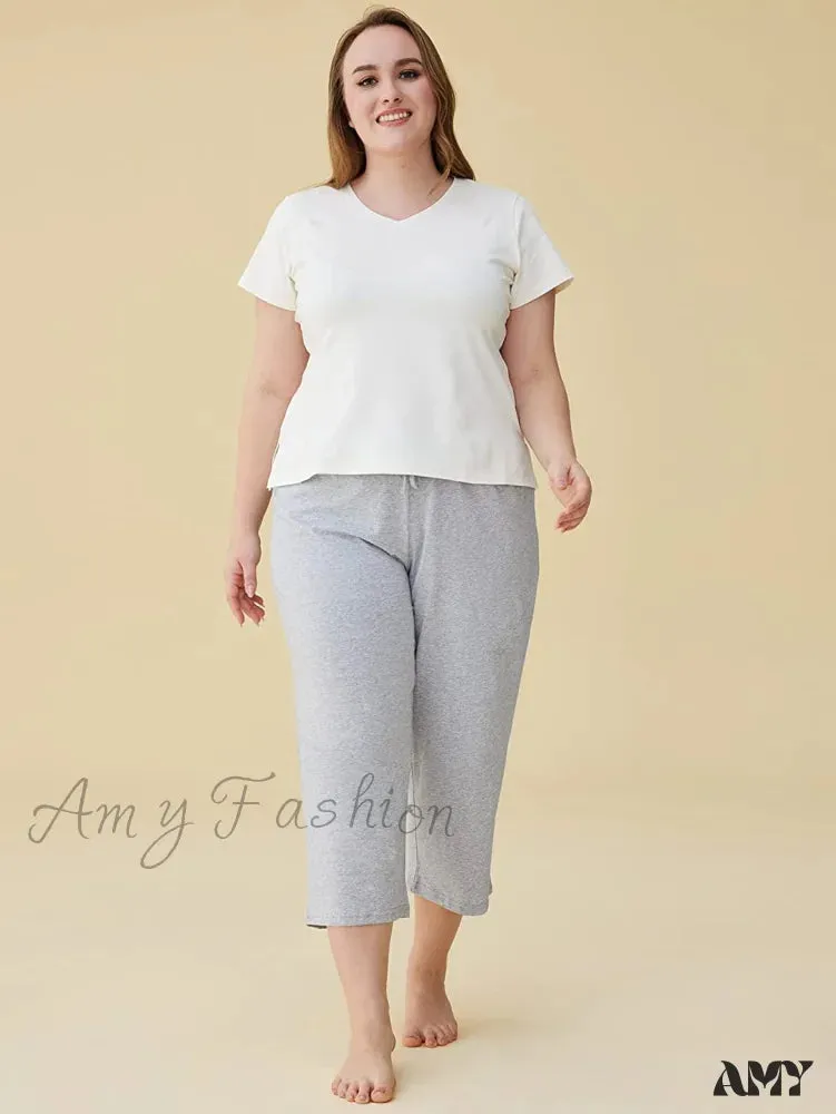 Amy Fashion - Women's Cotton Capri Pants Sleep Capris