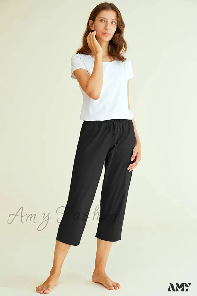 Amy Fashion - Women's Cotton Capri Pants Sleep Capris