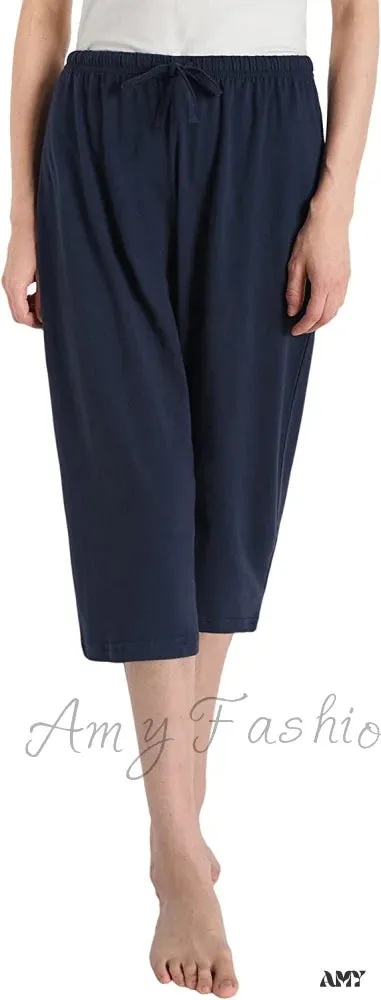 Amy Fashion - Women's Cotton Capri Pants Sleep Capris