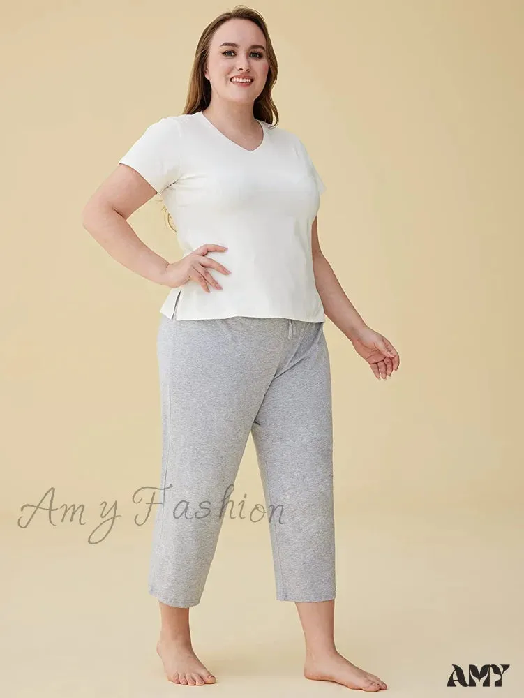 Amy Fashion - Women's Cotton Capri Pants Sleep Capris