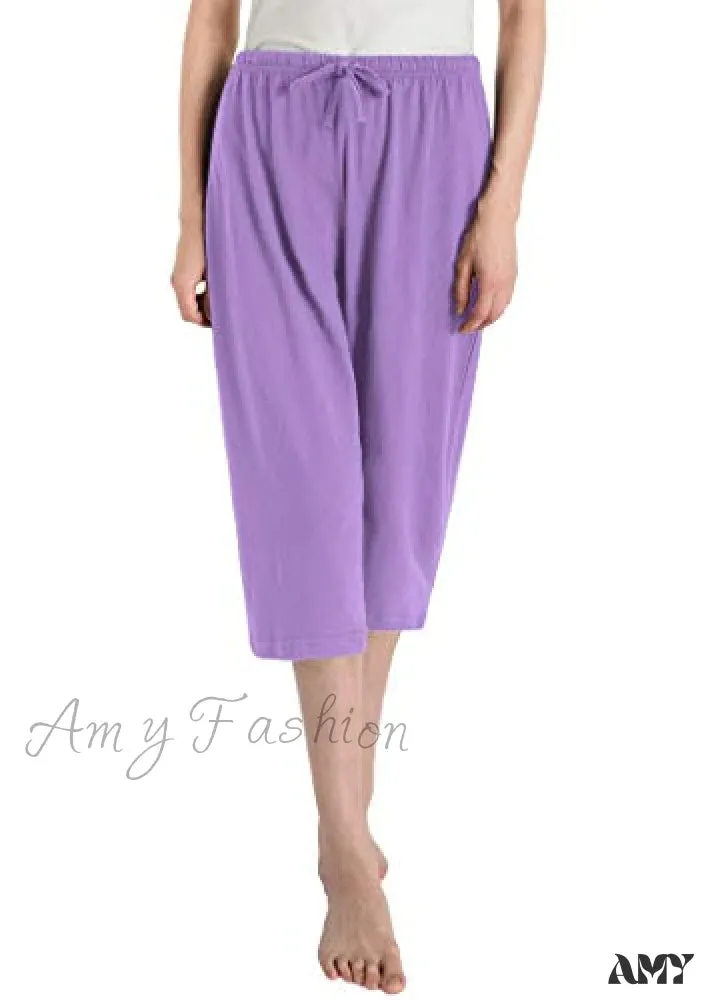 Amy Fashion - Women's Cotton Capri Pants Sleep Capris