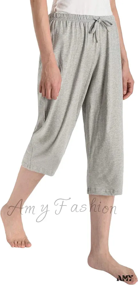 Amy Fashion - Women's Cotton Capri Pants Sleep Capris