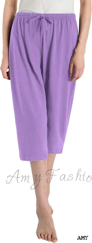 Amy Fashion - Women's Cotton Capri Pants Sleep Capris