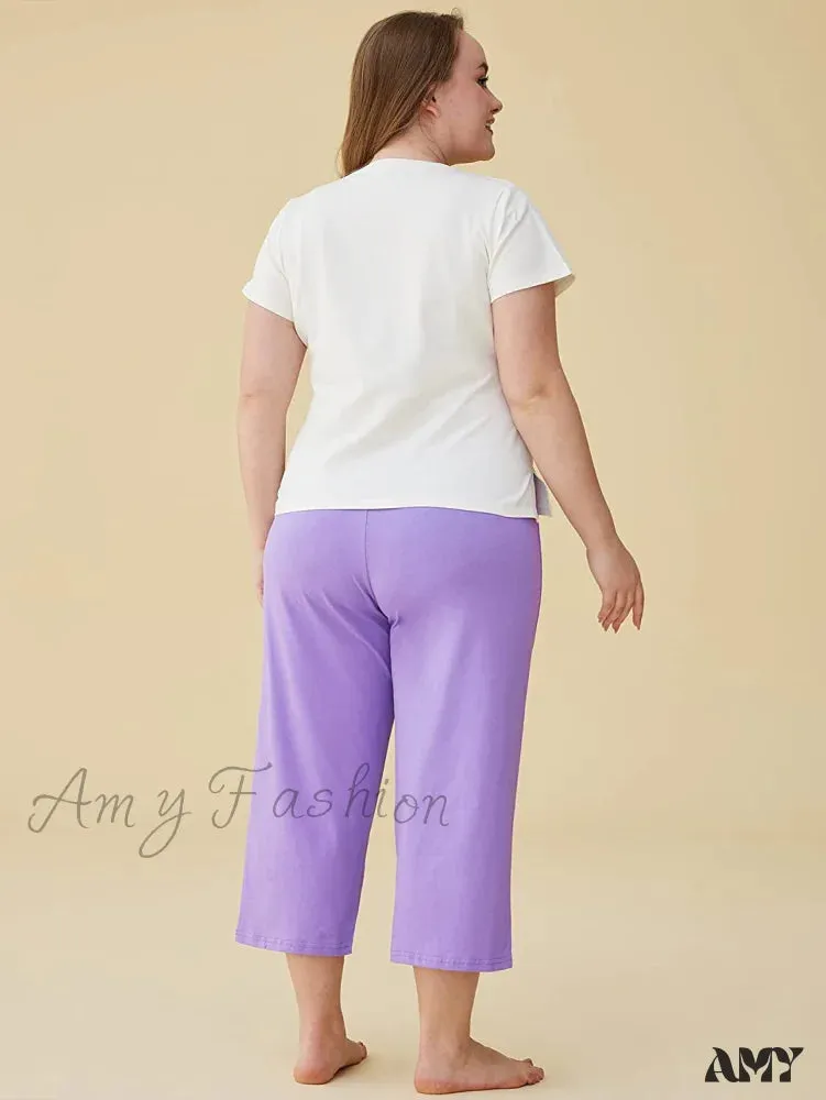 Amy Fashion - Women's Cotton Capri Pants Sleep Capris