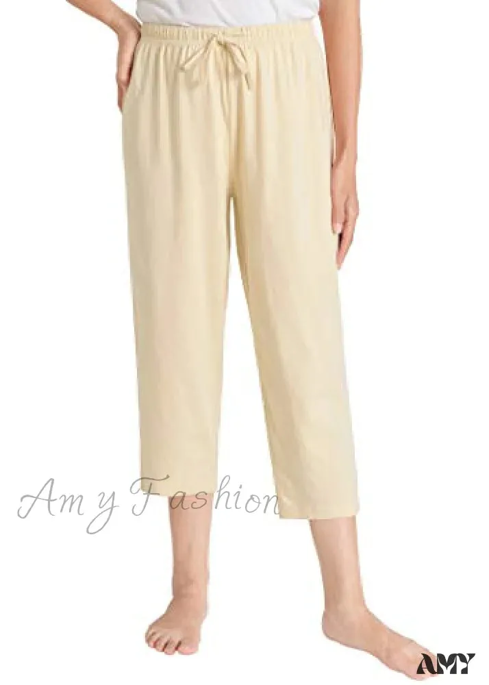 Amy Fashion - Women's Cotton Capri Pants Sleep Capris