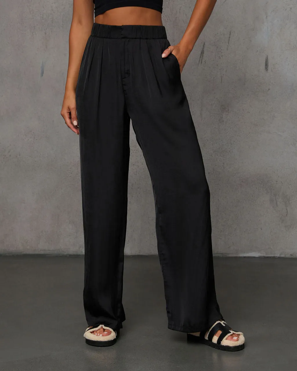 Annaline Wide Leg Satin Trouser