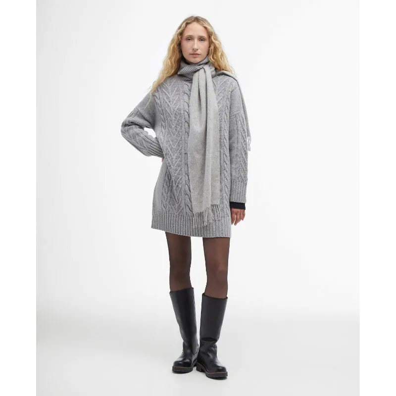 Barbour Beatrix Knitted Ladies Roll Neck Dress - Grey Marl