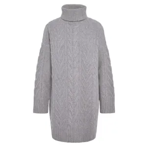 Barbour Beatrix Knitted Ladies Roll Neck Dress - Grey Marl