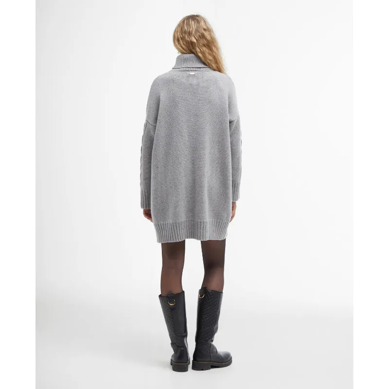 Barbour Beatrix Knitted Ladies Roll Neck Dress - Grey Marl