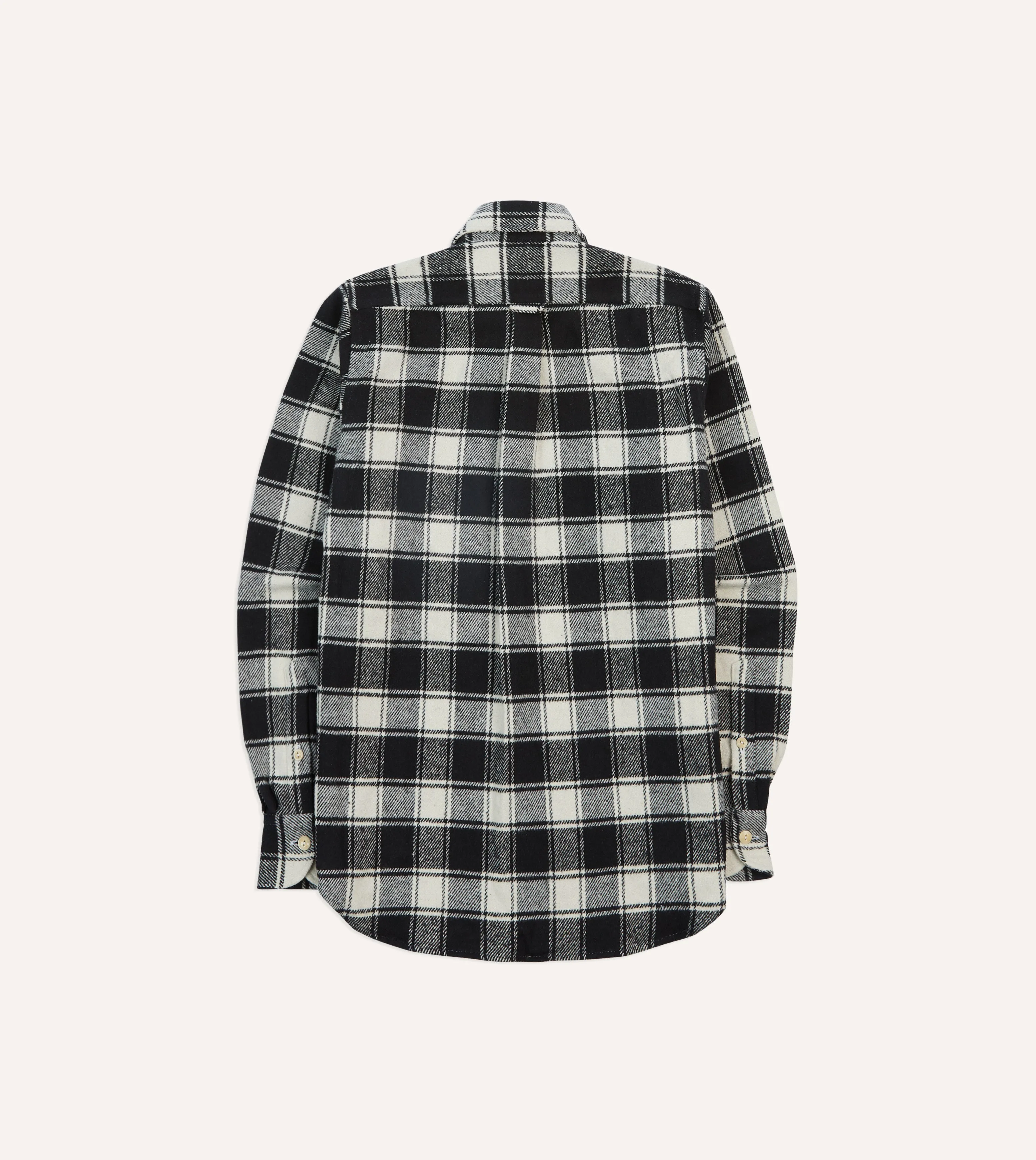 Black Check Brushed Cotton Two-Pocket Work Shirt