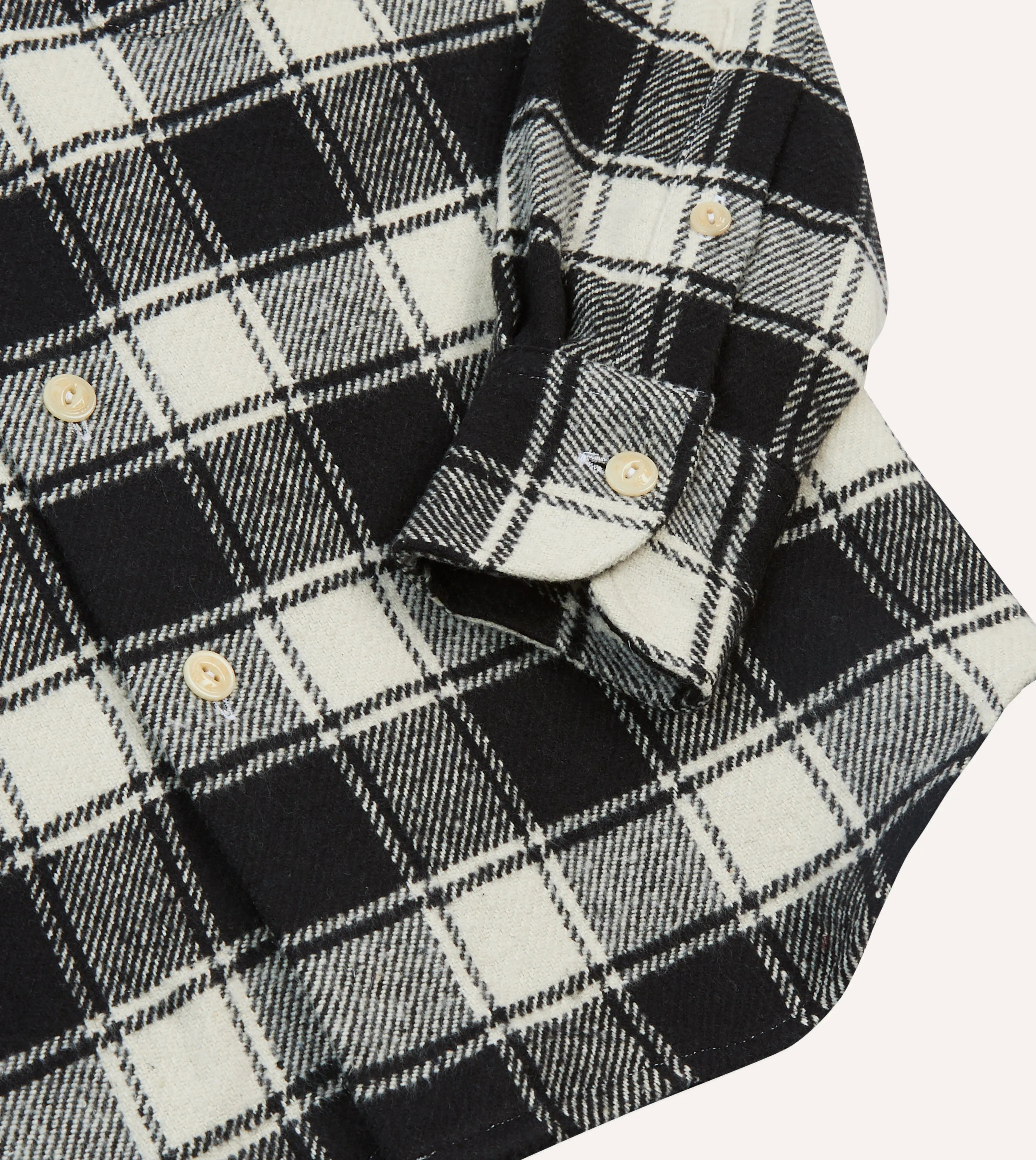 Black Check Brushed Cotton Two-Pocket Work Shirt