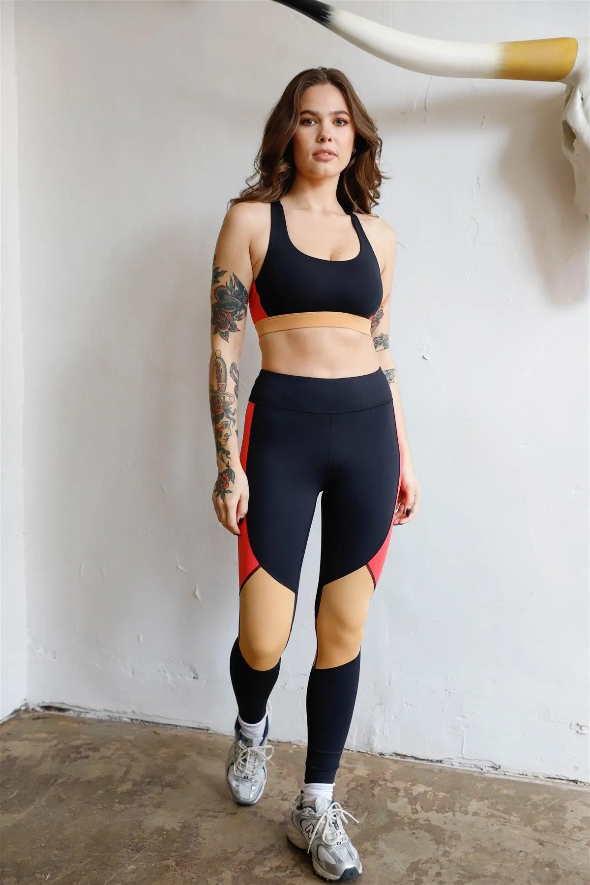 Black Colorblock High Waist Active Yoga Legging /1-3