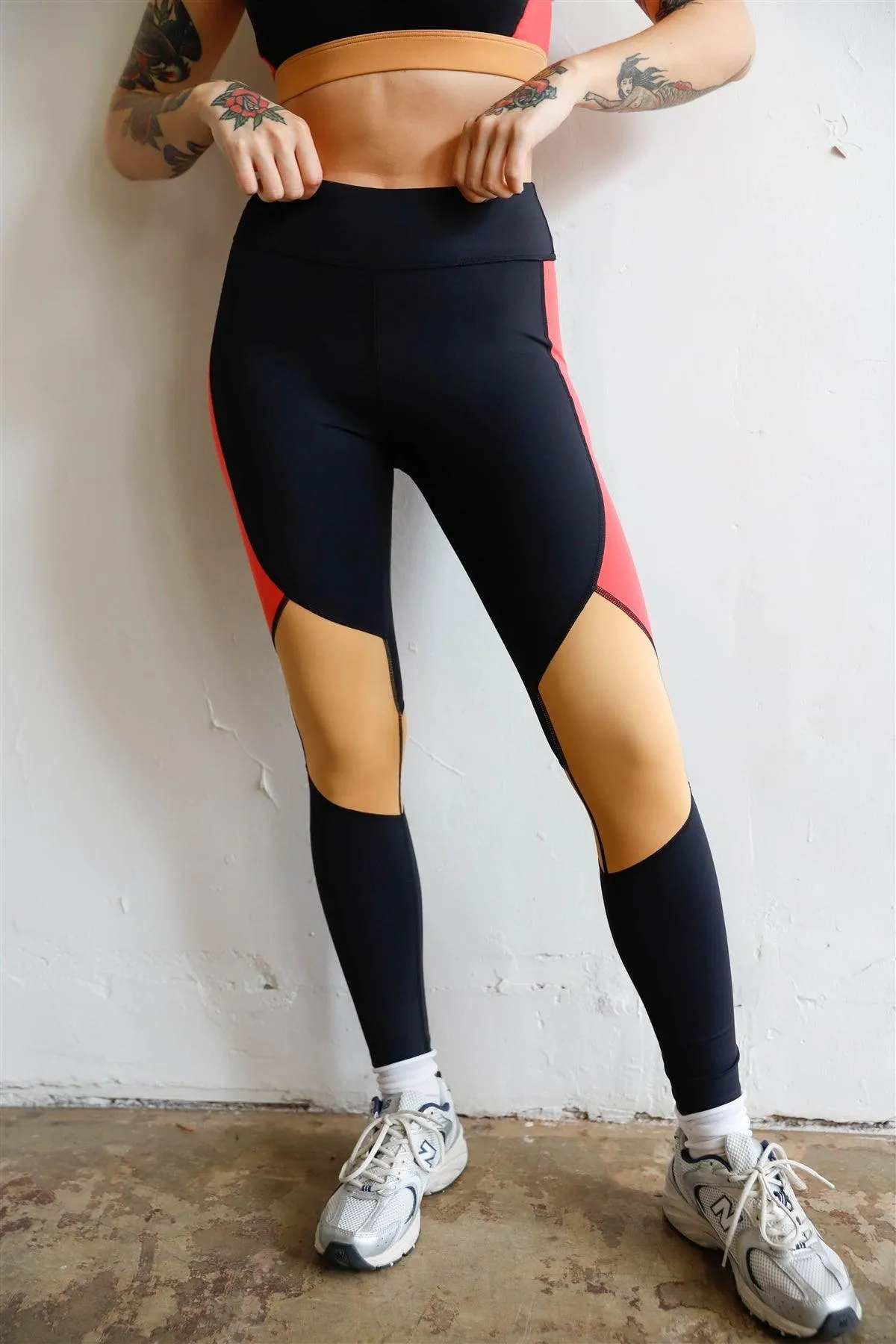 Black Colorblock High Waist Active Yoga Legging /2-3-1-1