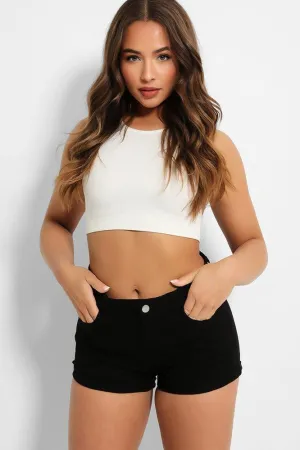 Black Rolled Up Hem Denim SHorts