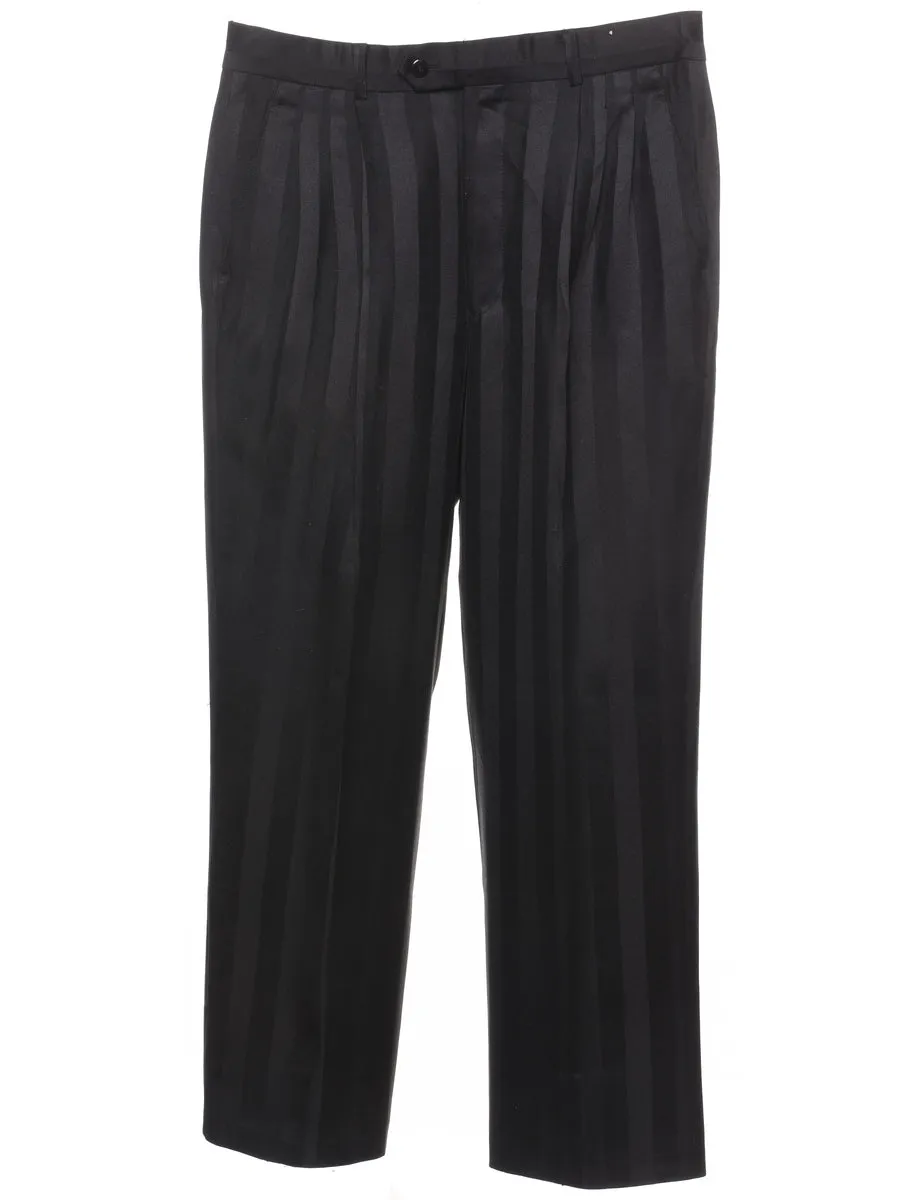 Black Striped Straight-Fit Trousers - W34 L28