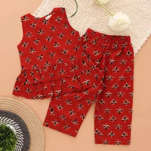 Blossoming Butta: Stylish Maroon Co-Ord Set for Girls