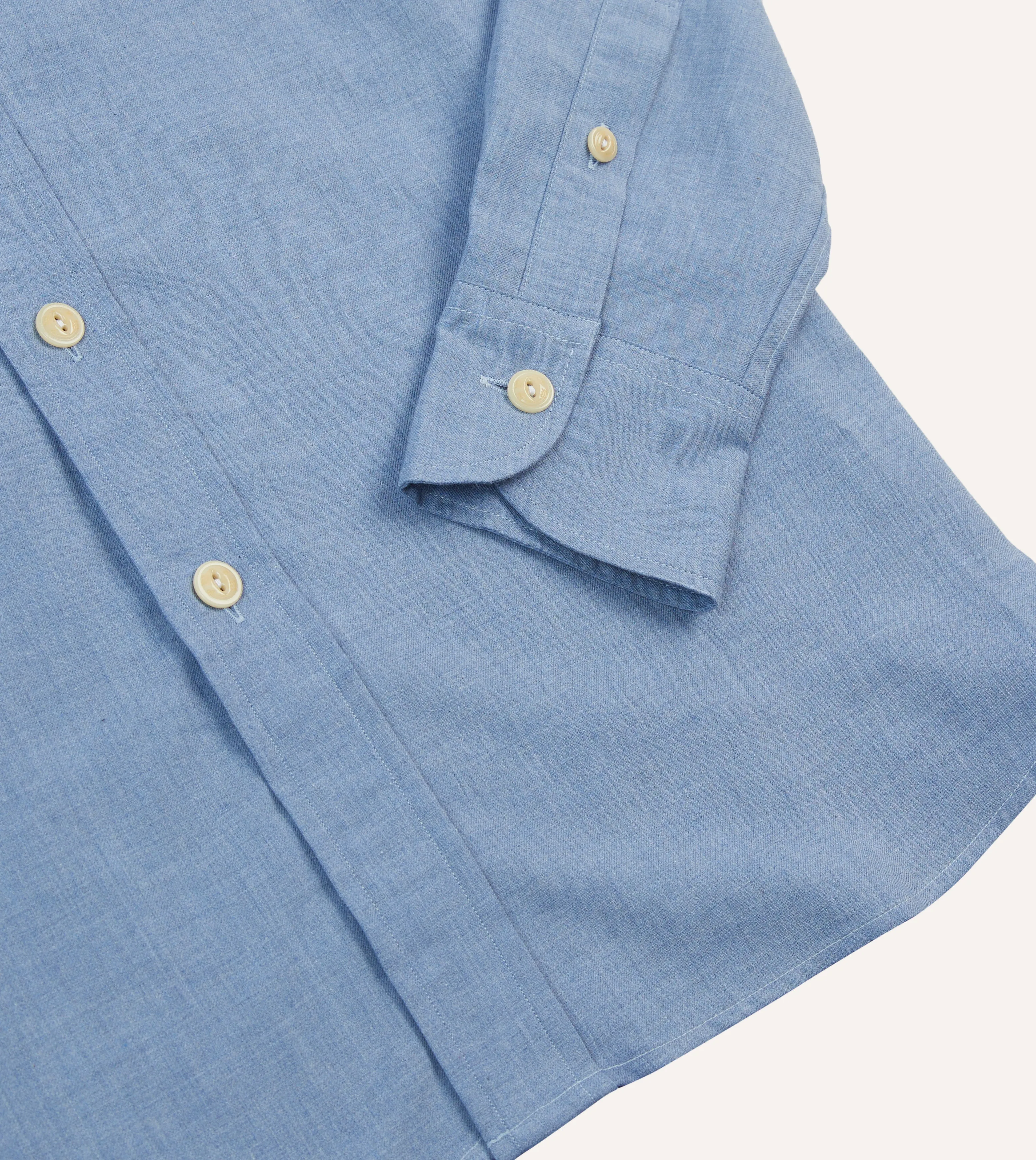 Blue Cotton Flannel Two-Pocket Work Shirt