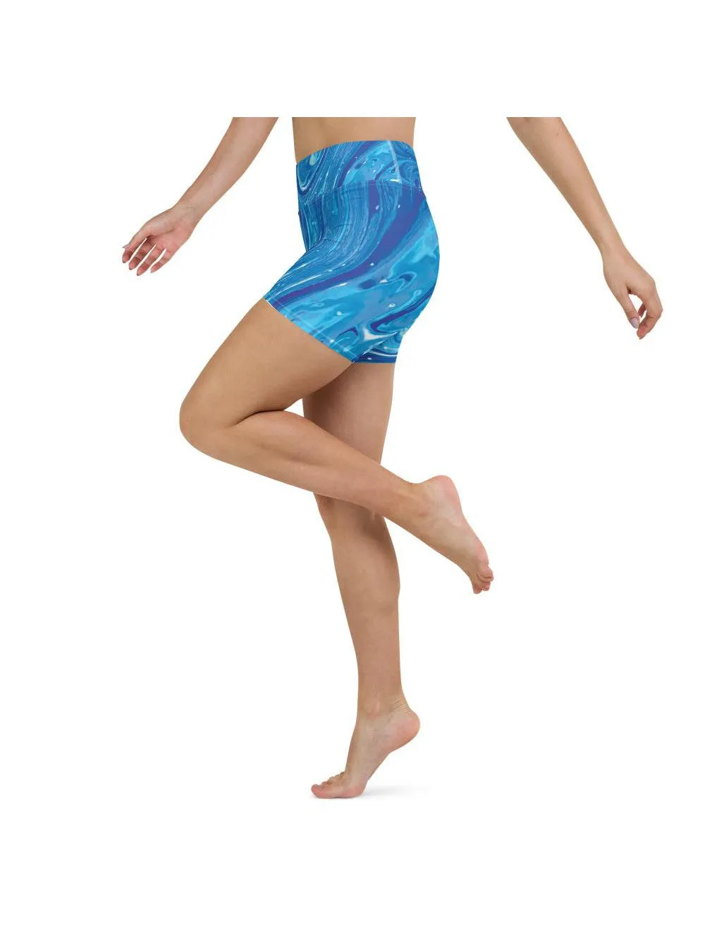 Blue Swirl Yoga Shorts