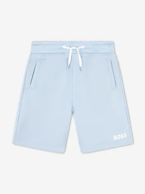 BOSS Boys Logo Print Shorts in Blue