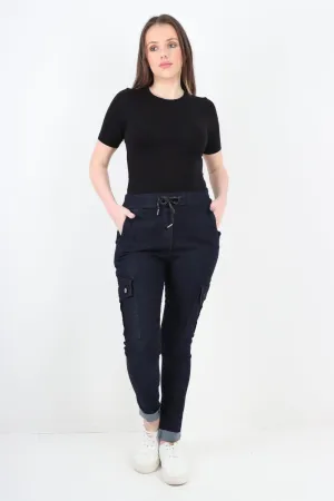 Cargo Pockets Denim Look Jeans Trouser