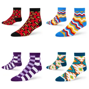 Fashion-Forward Ankle Socks - 4 Pairs of Luxe Designs