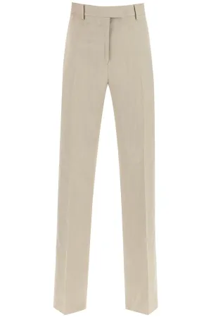 Ferragamo Tailored Straight Leg Linen Blend Trousers