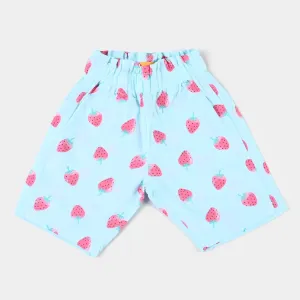 Girls Cotton Short Strawberry-Sky