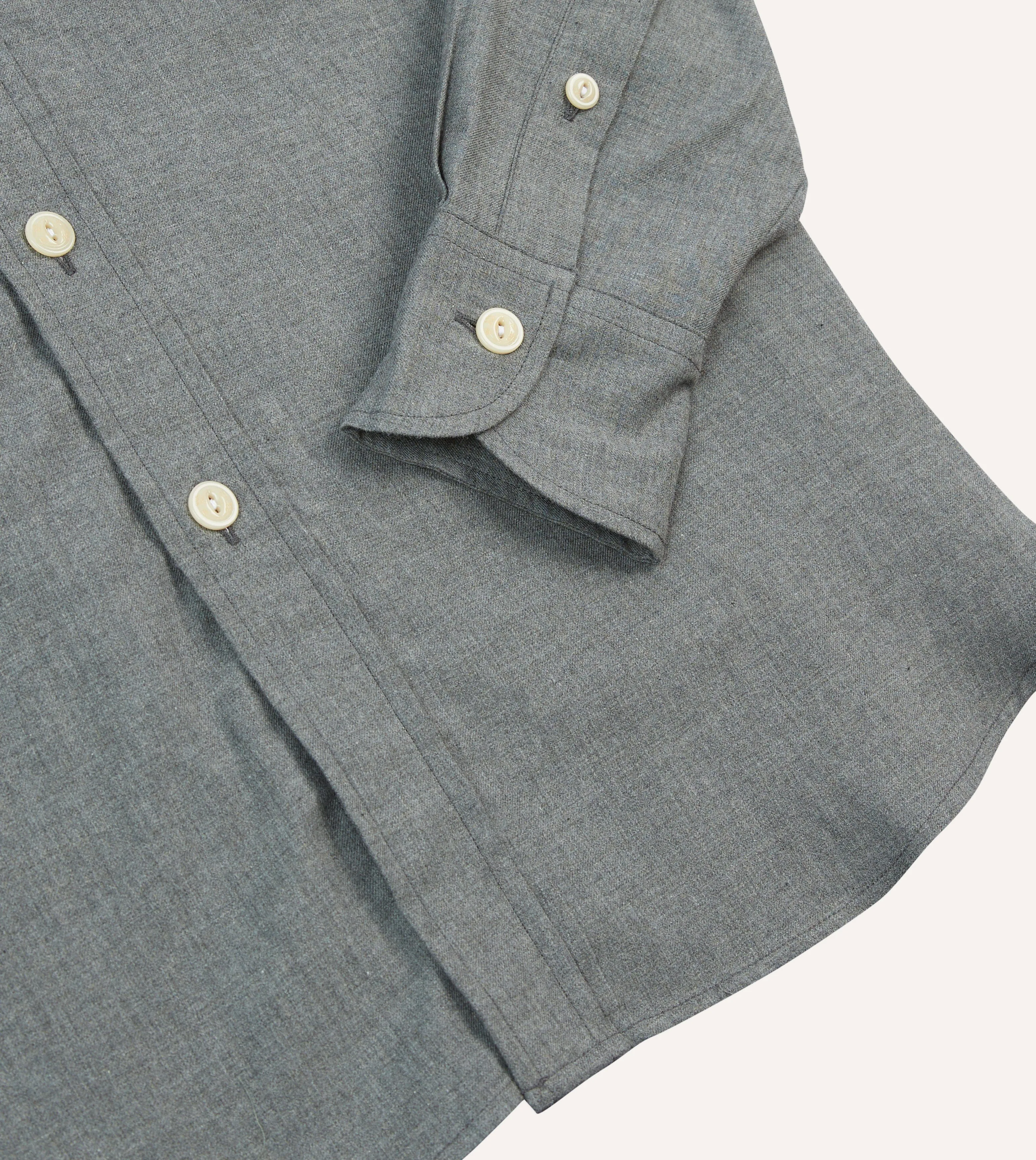 Grey Cotton Flannel Two-Pocket Work Shirt