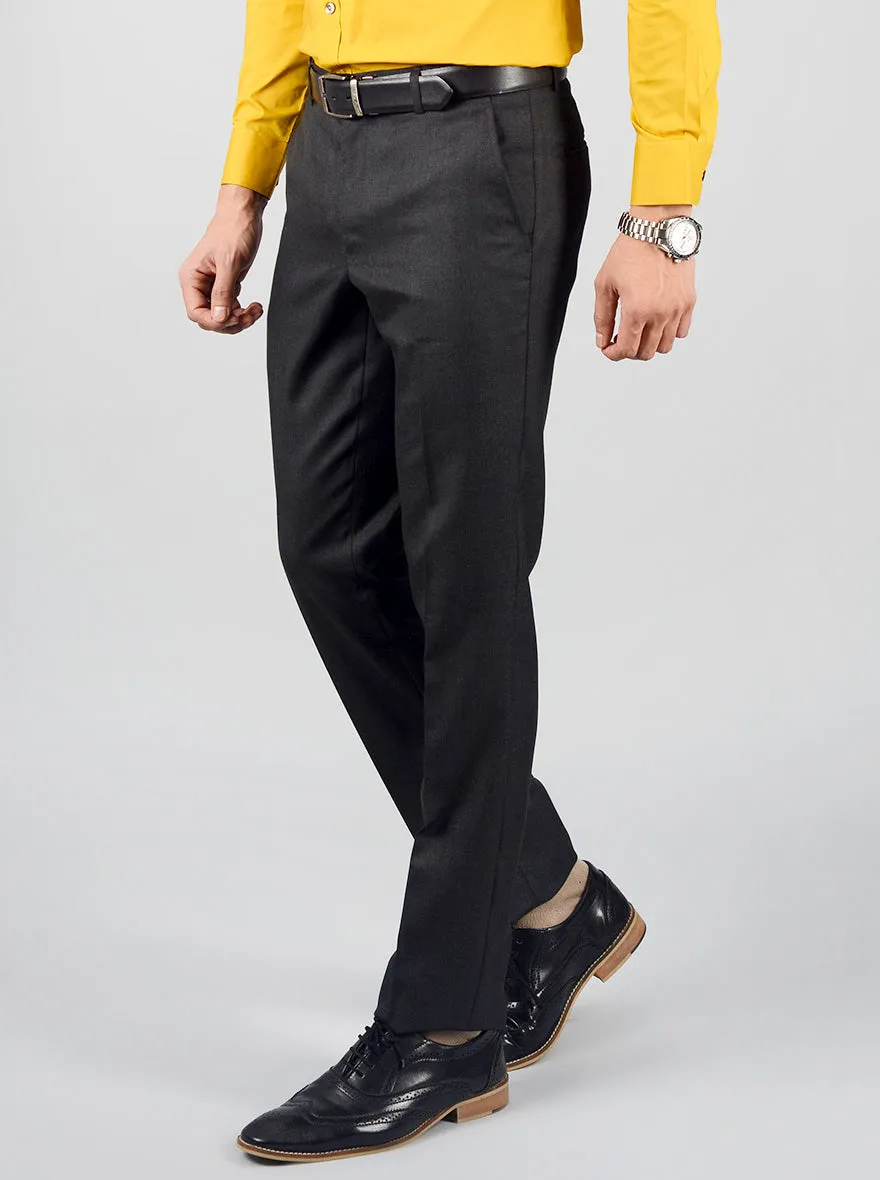 Grey Slim Fit Solid Formal Trouser | Greenfibre