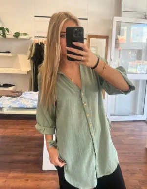 Hawthorn Oversize Button Down Shirt in Khaki