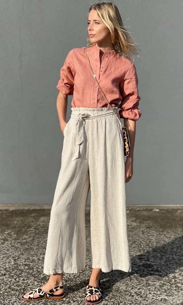 Hoss Linen Wide Leg Pant - Sandy