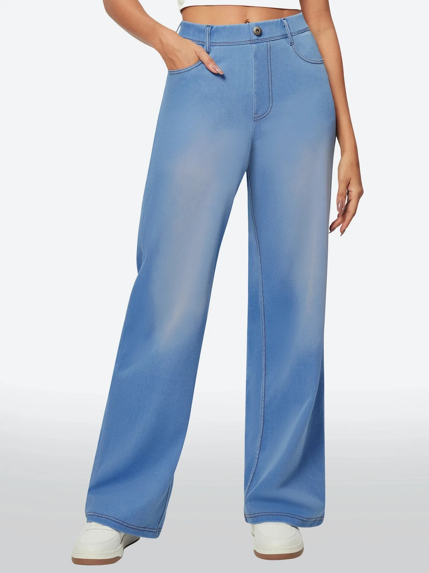 IUGA FlexDenim™ High Waist Pull On Wide Leg Jeans