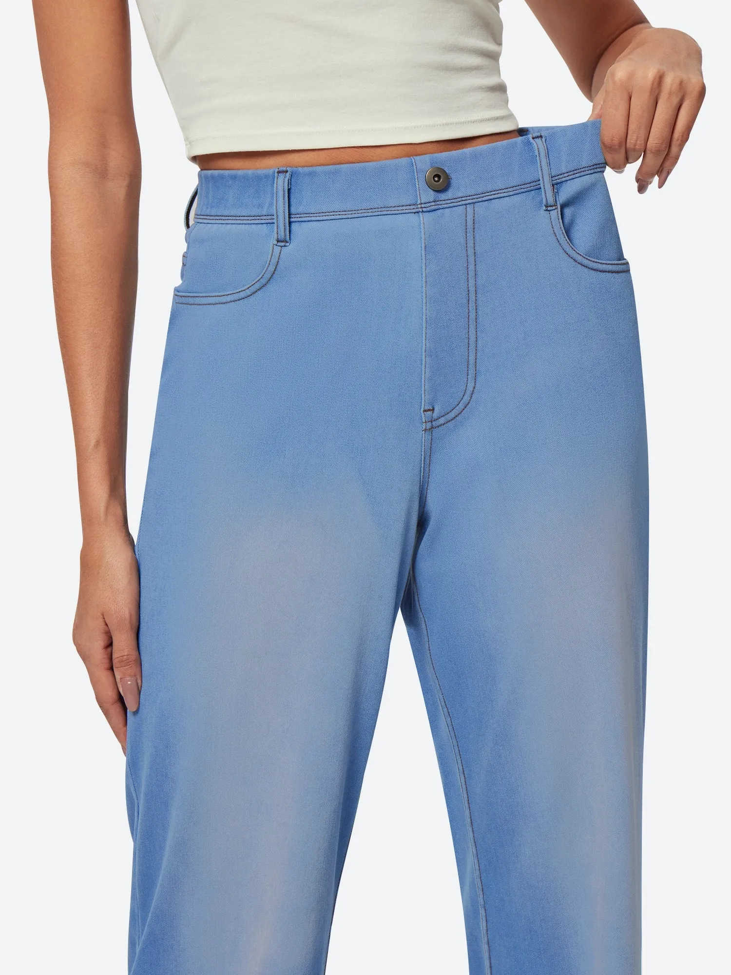 IUGA FlexDenim™ High Waist Pull On Wide Leg Jeans