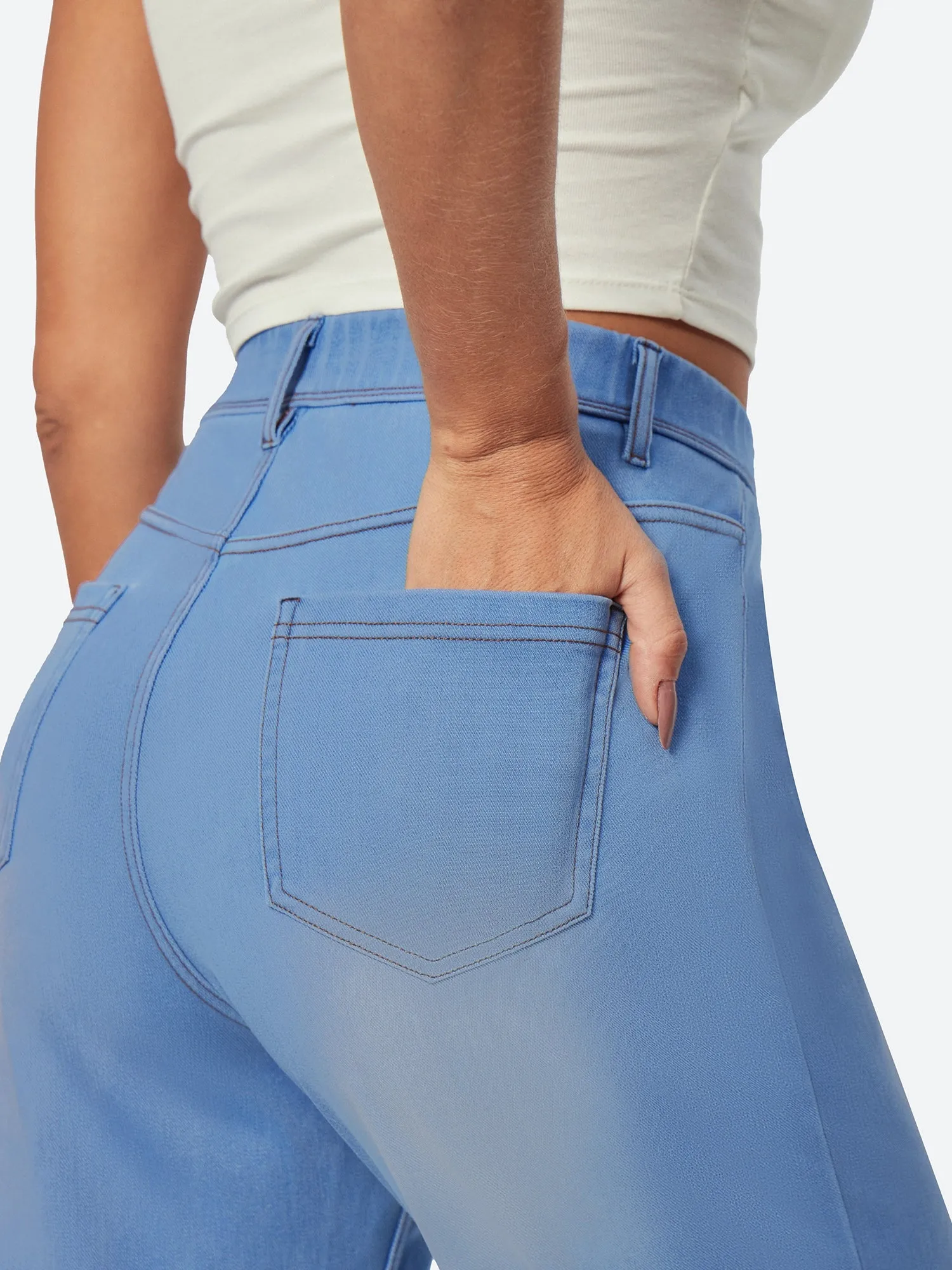 IUGA FlexDenim™ High Waist Pull On Wide Leg Jeans