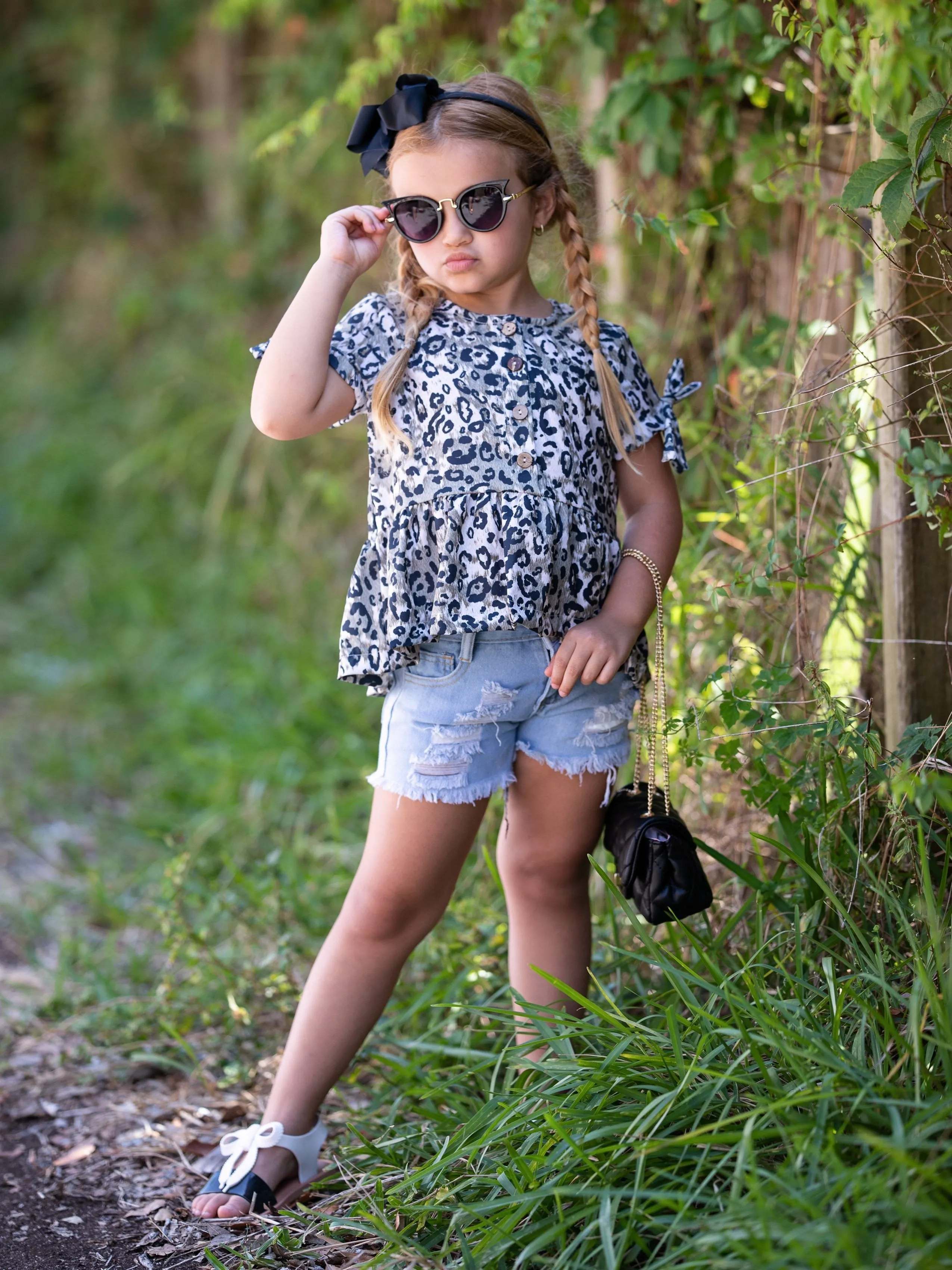 Jungle Fun Top and Denim Short Set