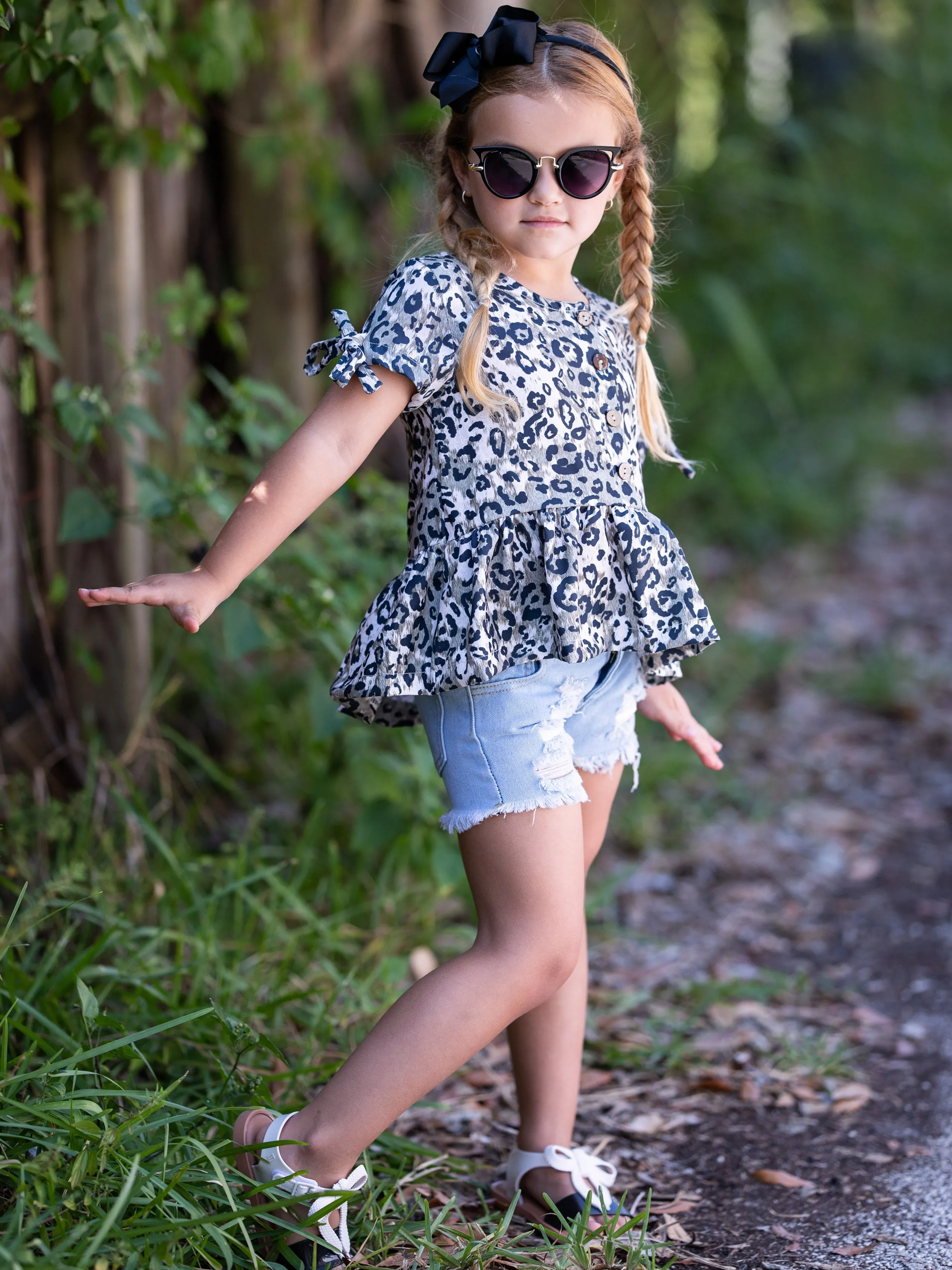 Jungle Fun Top and Denim Short Set