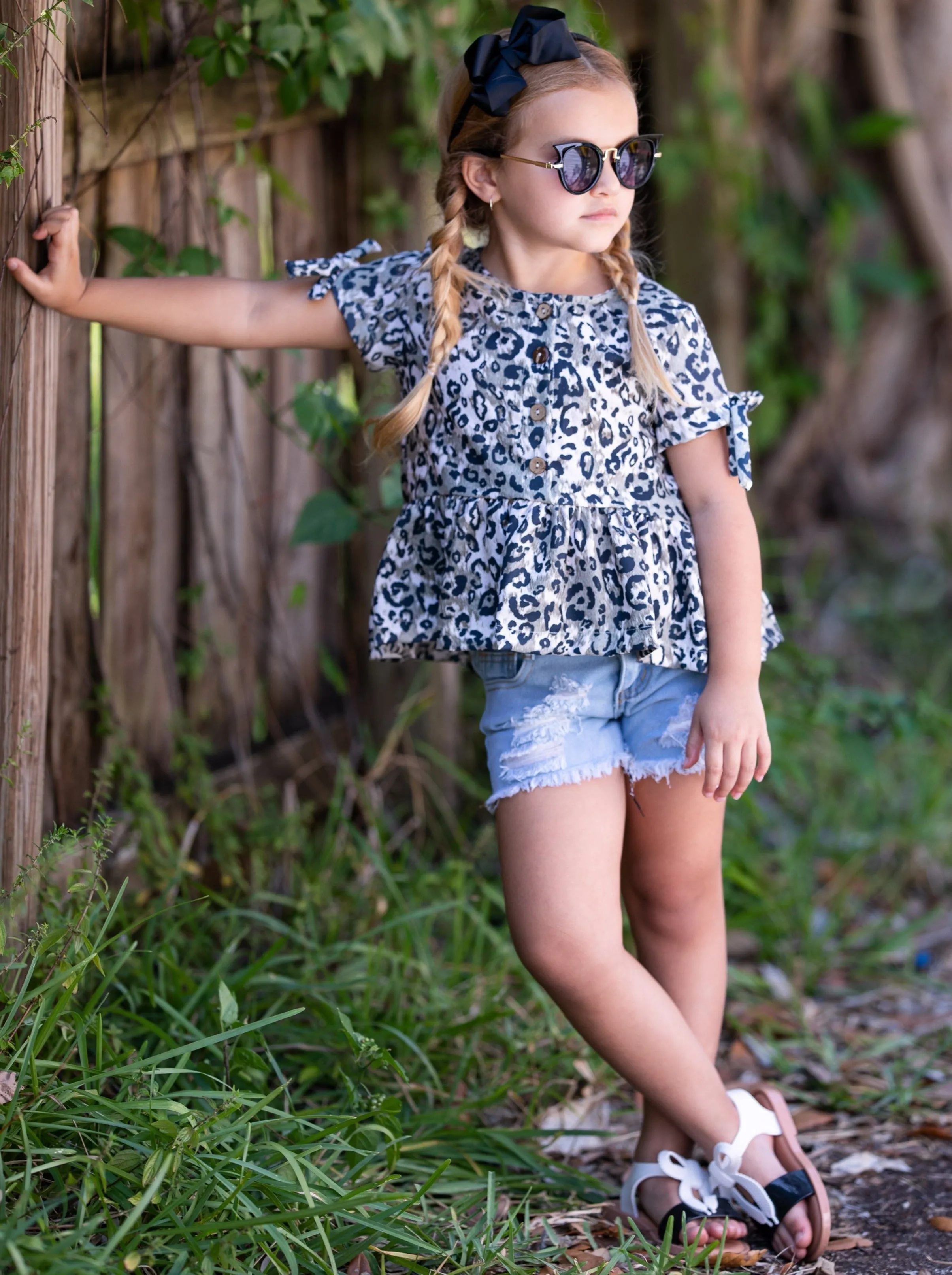 Jungle Fun Top and Denim Short Set