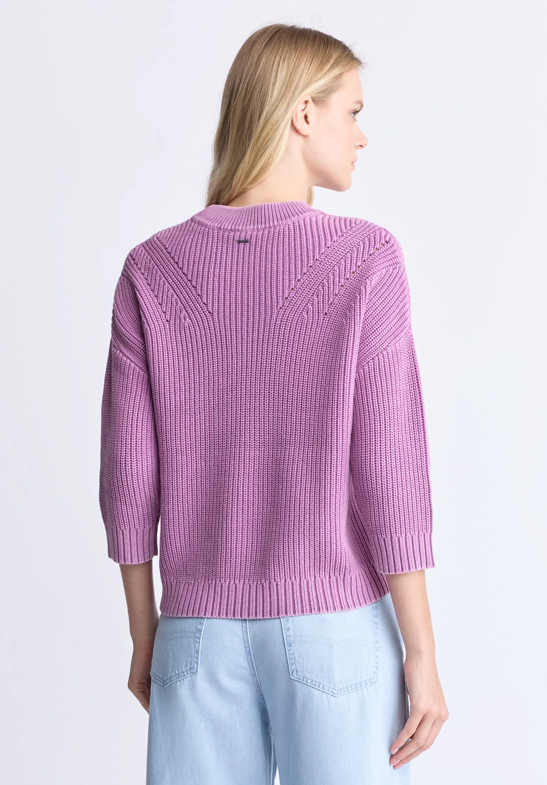 Kassanda Women's 3/4 Sleeve Knit Sweater, Purple - SW0100H