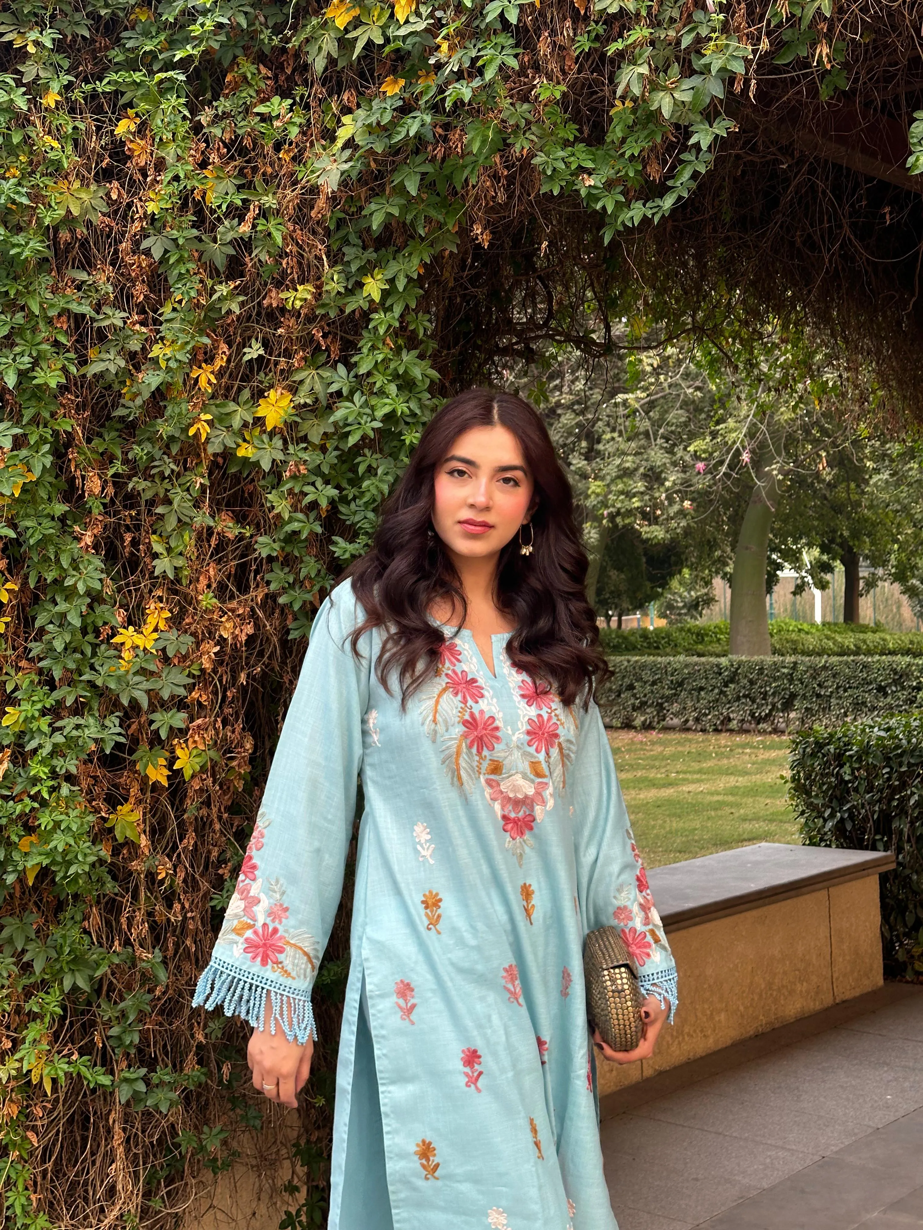 Kaushiki in Falak Kashmiri Long Kurta - Blue