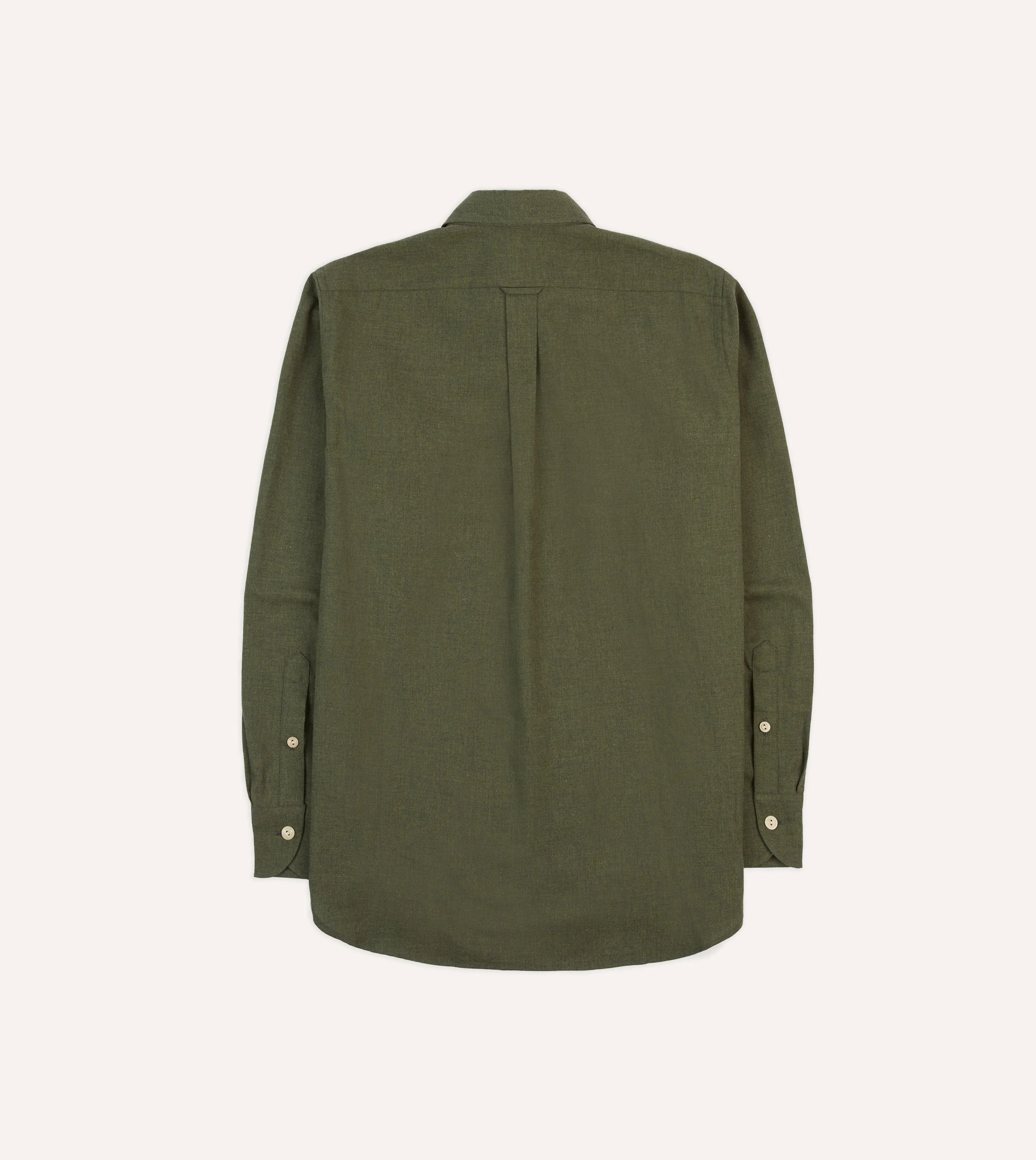 Khaki Green Cotton Flannel Two-Pocket Work Shirt