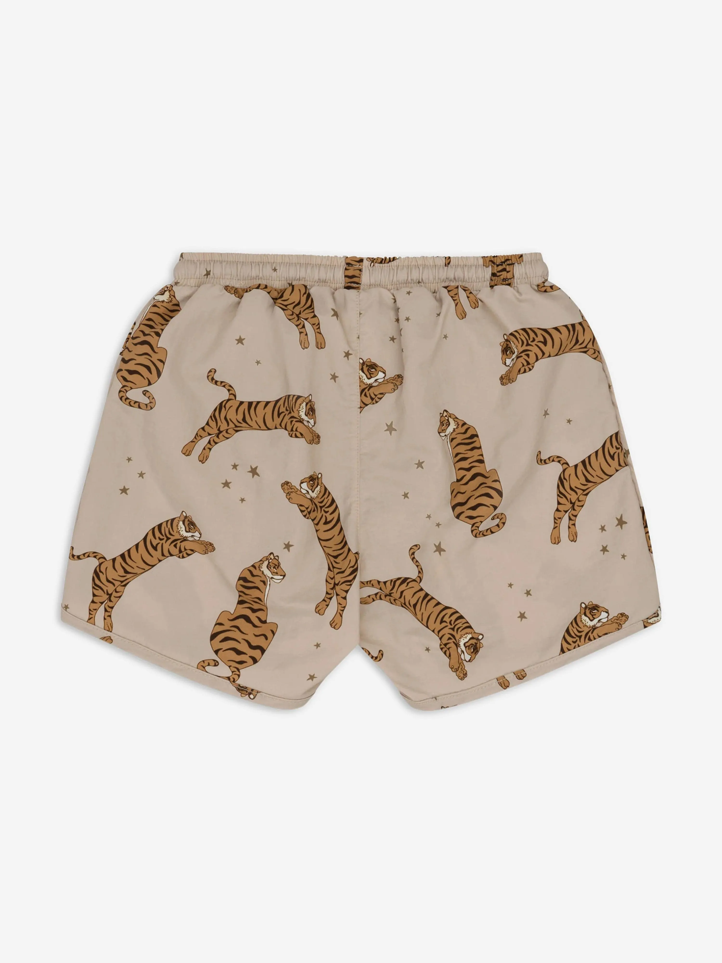 Konges Sløjd Boys Asnou Tiger Swim Shorts in Beige