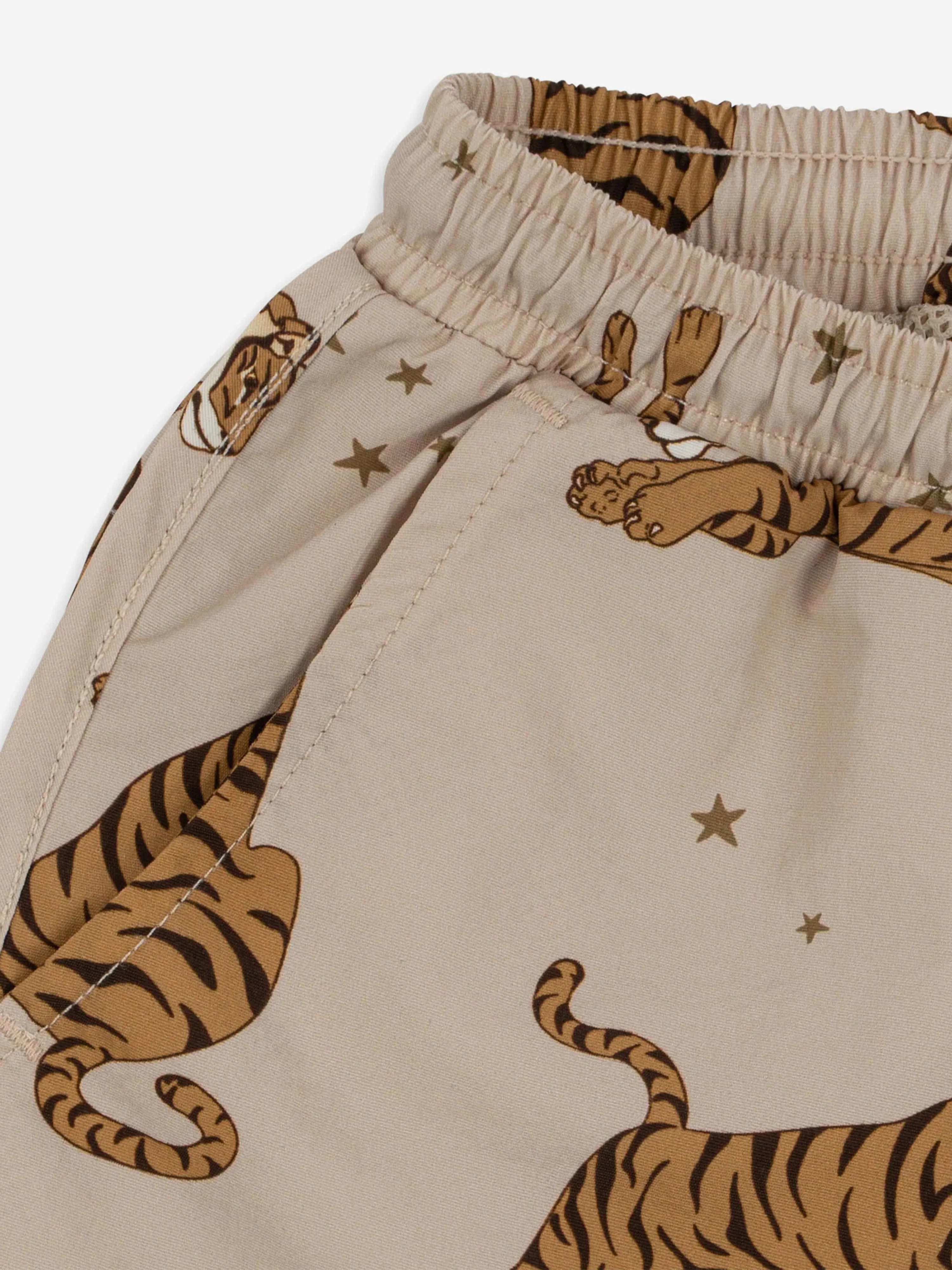 Konges Sløjd Boys Asnou Tiger Swim Shorts in Beige