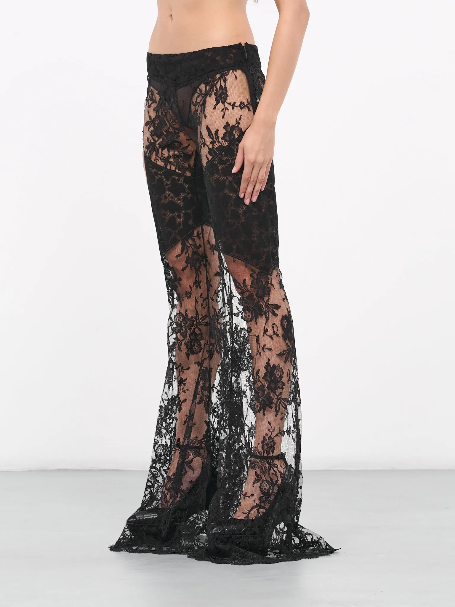 Lace Flared Trousers (RWT201-RP003-BLACK)