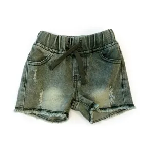 Little Bipsy Cut Off Denim Shorts - Green Wash